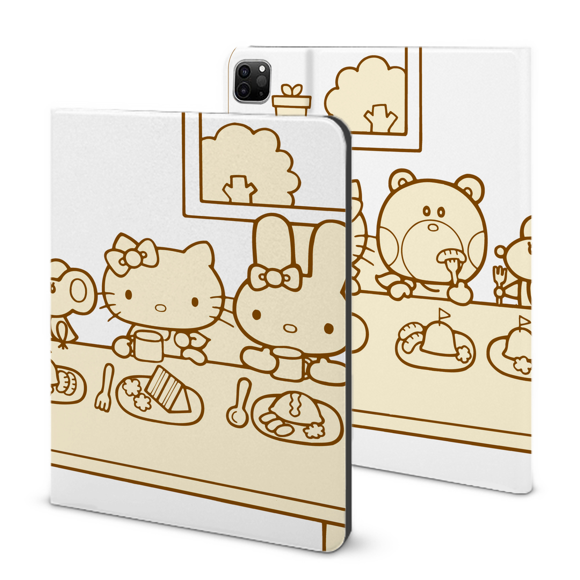 （画像用） Hello Kitty ハローキティ IPad ケース ブック型 PUレザー TPU 耐衝撃 軽量 薄型 ペン収納なし 全面保護 IPad 各モデル対応